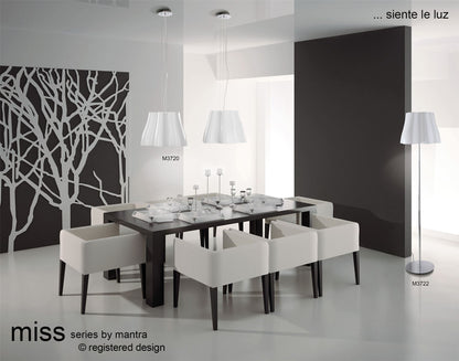 Mantra M3722 Miss Floor Lamp 3 Light E27, Gloss White/Polished Chrome