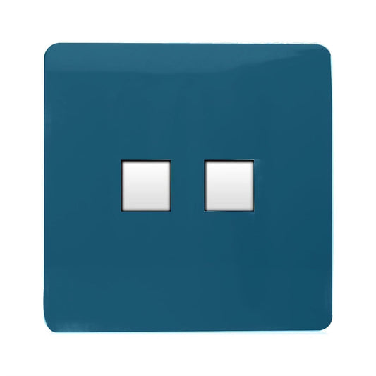 Trendi Switch 2 Gang RJ45 Cat 6 Modern Designer PC Ethernet Socket in Midnight Blue
