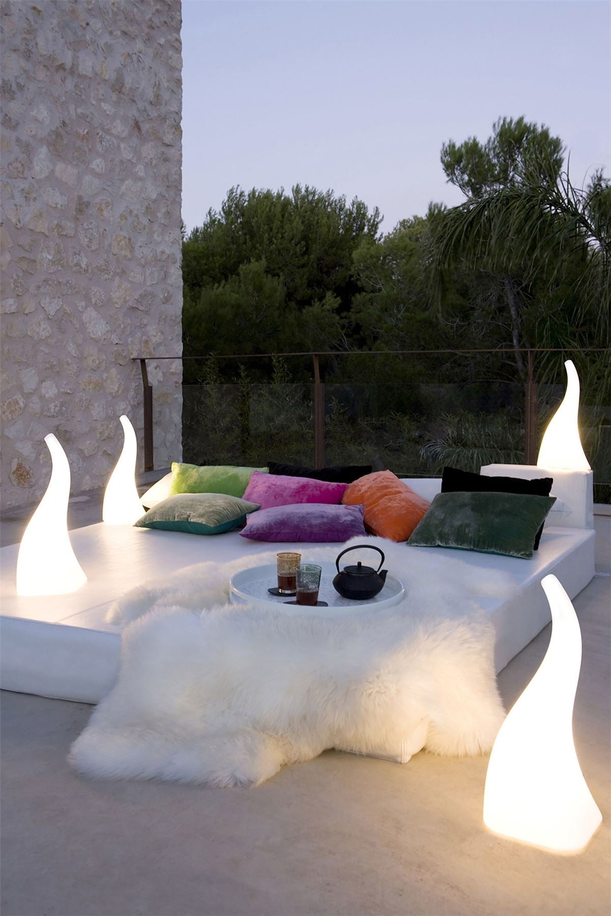 Mantra M1324 Flame Table Lamp 1 Light E27 Small Outdoor IP65, Opal White