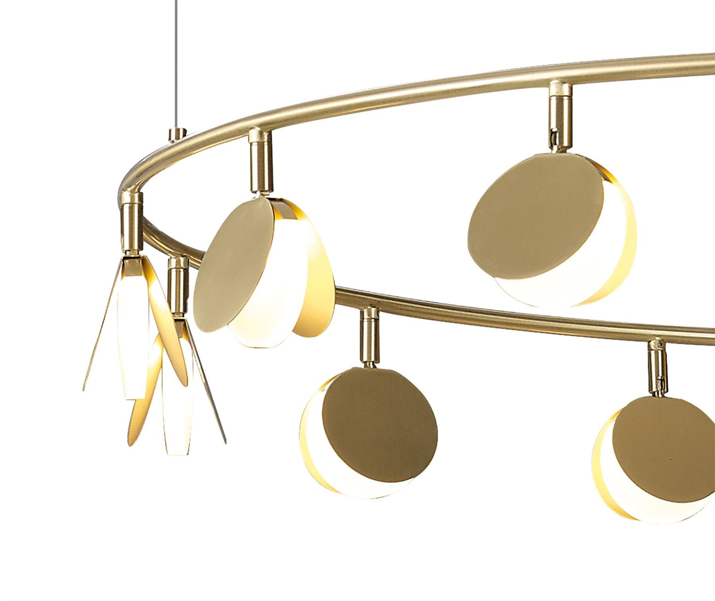 Mantra Shell 106cm 14 Light Pendant, Round, 60W LED, 3000K, 3180lm, Gold, 3yrs Warranty