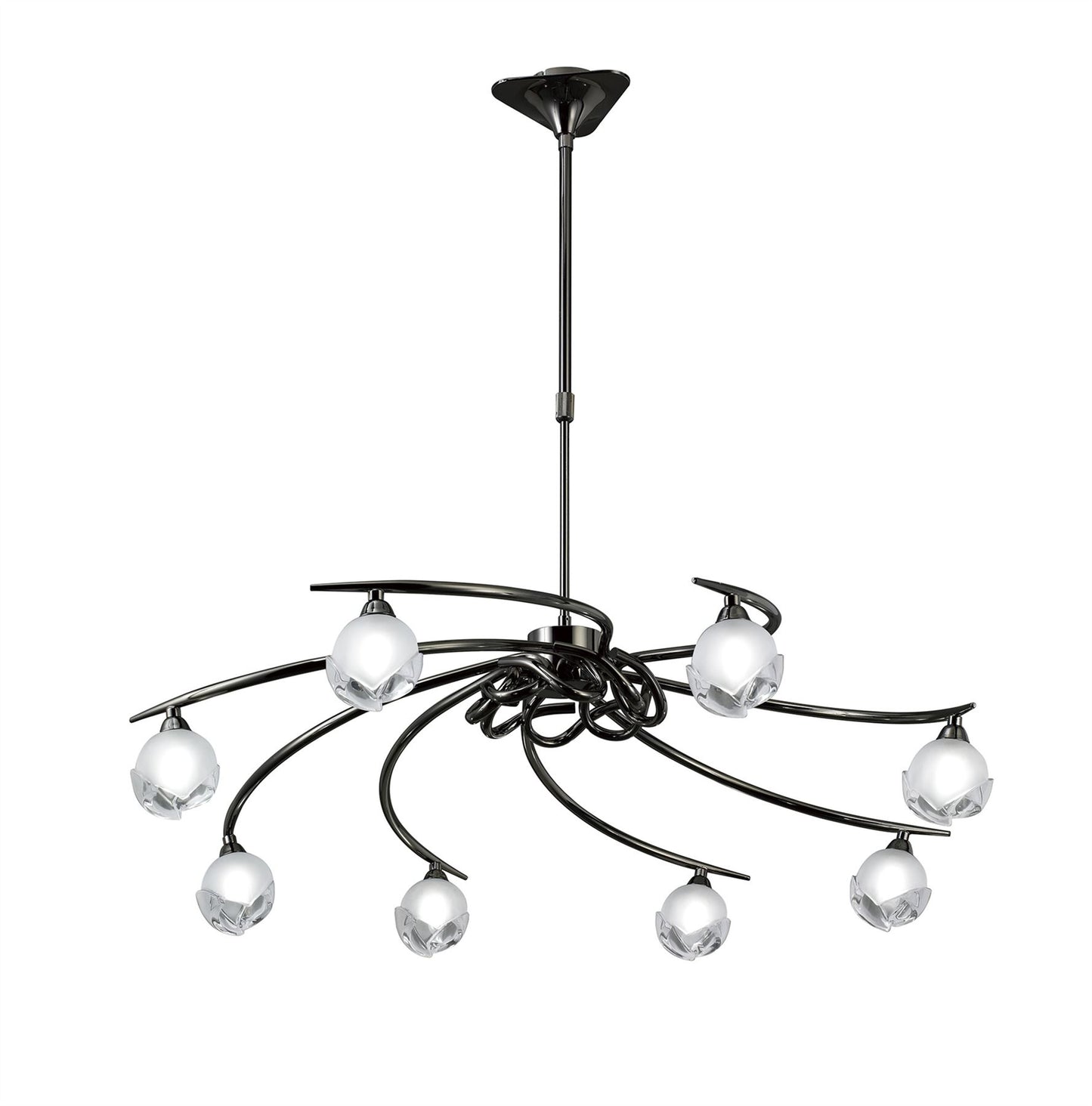 Mantra Fragma 86cm Telescopic 8 Light G9, Black Chrome