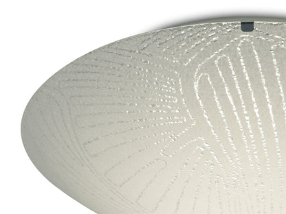 Deco Tassa 18W LED Medium Flush Ceiling Light, 400mm Round, 4000K 1500lm CRI80, Random Line Pattern Glass with Polished Chrome Detail