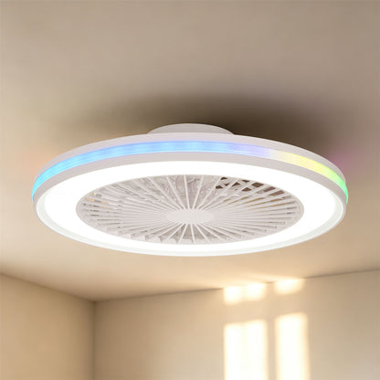 Gamer 53cm 60W LED Dimmable White/RGB Ceiling Light With Built-In 26W DC Reversible Fan, c/w Remote Control, 4200lm, White