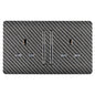 Trendi 2 Gang Raised Artistic Modern Glossy Screwless 13 Amp Single Pole with Chrome Switched UK Standard Electrical Double Wall Plug Socket in Carbon Fibre - ART-SKT213LCF