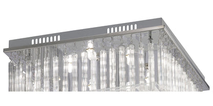Diyas Capella Square Flush  8 Light G9 Polished Chrome/Glass Ceiling Light Fitting