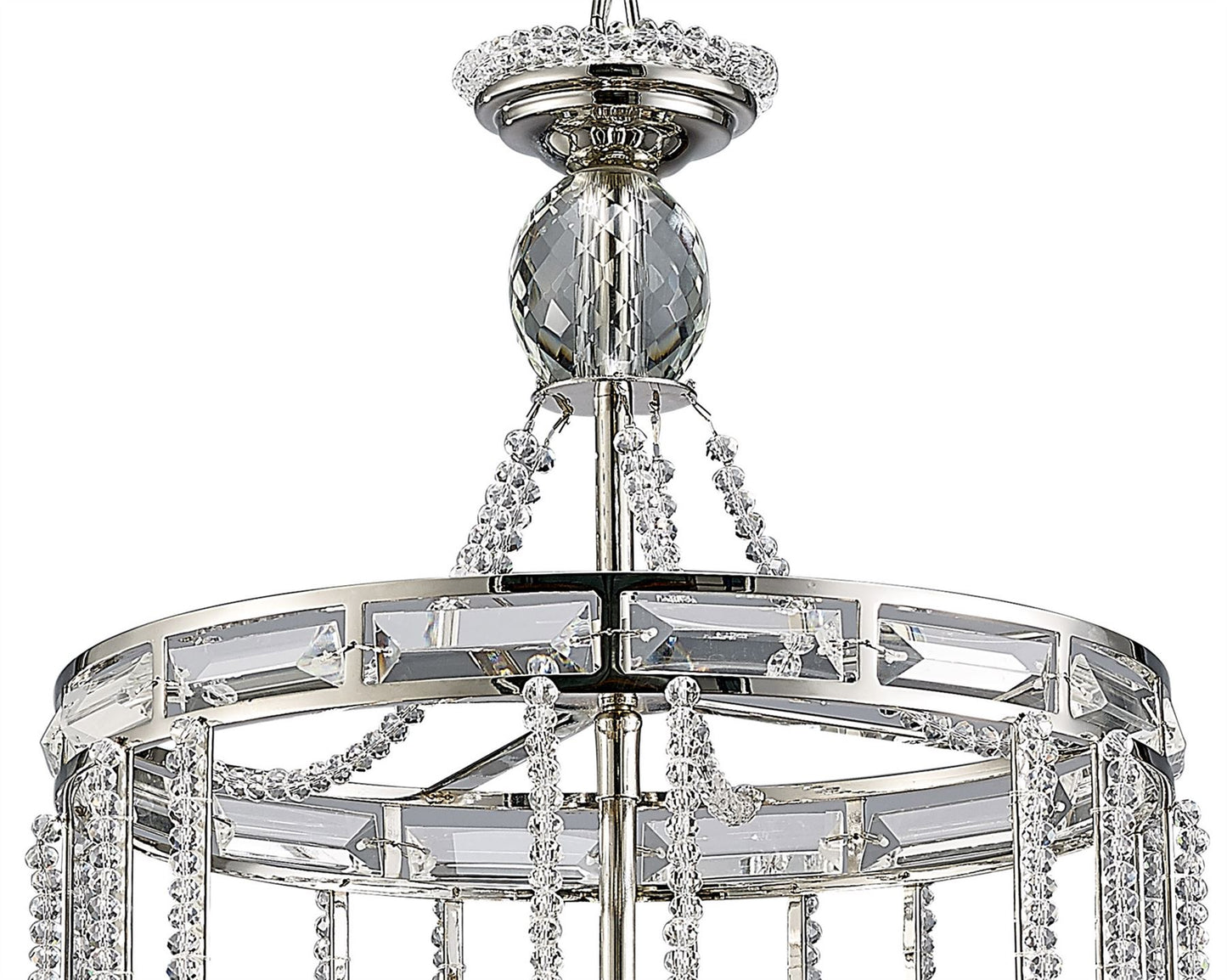 Diyas Adina  4 Light E14 Polished Nickel/Crystal Ceiling Pendant Light Fitting