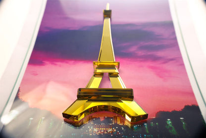 Diyas Home Crystal Wall Art (DH) World Eiffel Tower, Black Frame Amber, Crystal Framed