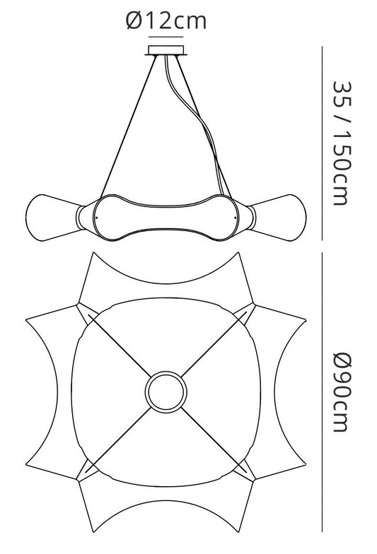Mantra M1551 Ora Pendant 8 Flat Round Light E27, Gloss Black/White Acrylic/Polished Chrome
