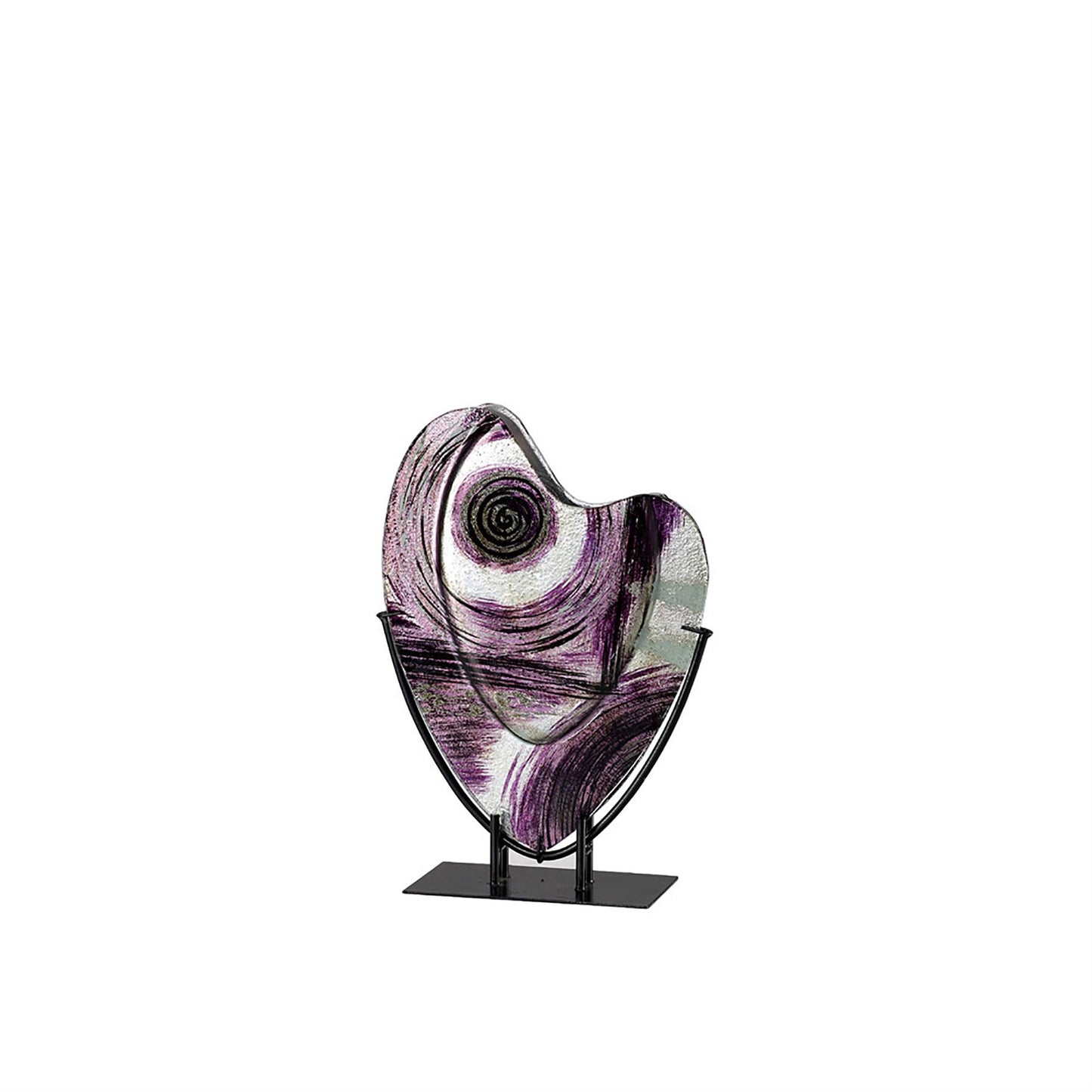 Diyas Home (DH) Elvira Glass Art Vase with Stand Silver/Black/Purple Glitter