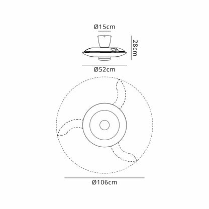 Kyoto 52cm 20W LED Dimmable Ceiling Light With Built-In 30W DC Fan, 3000-5000K Remote Control, 3600lm, White, 5yrs Warranty