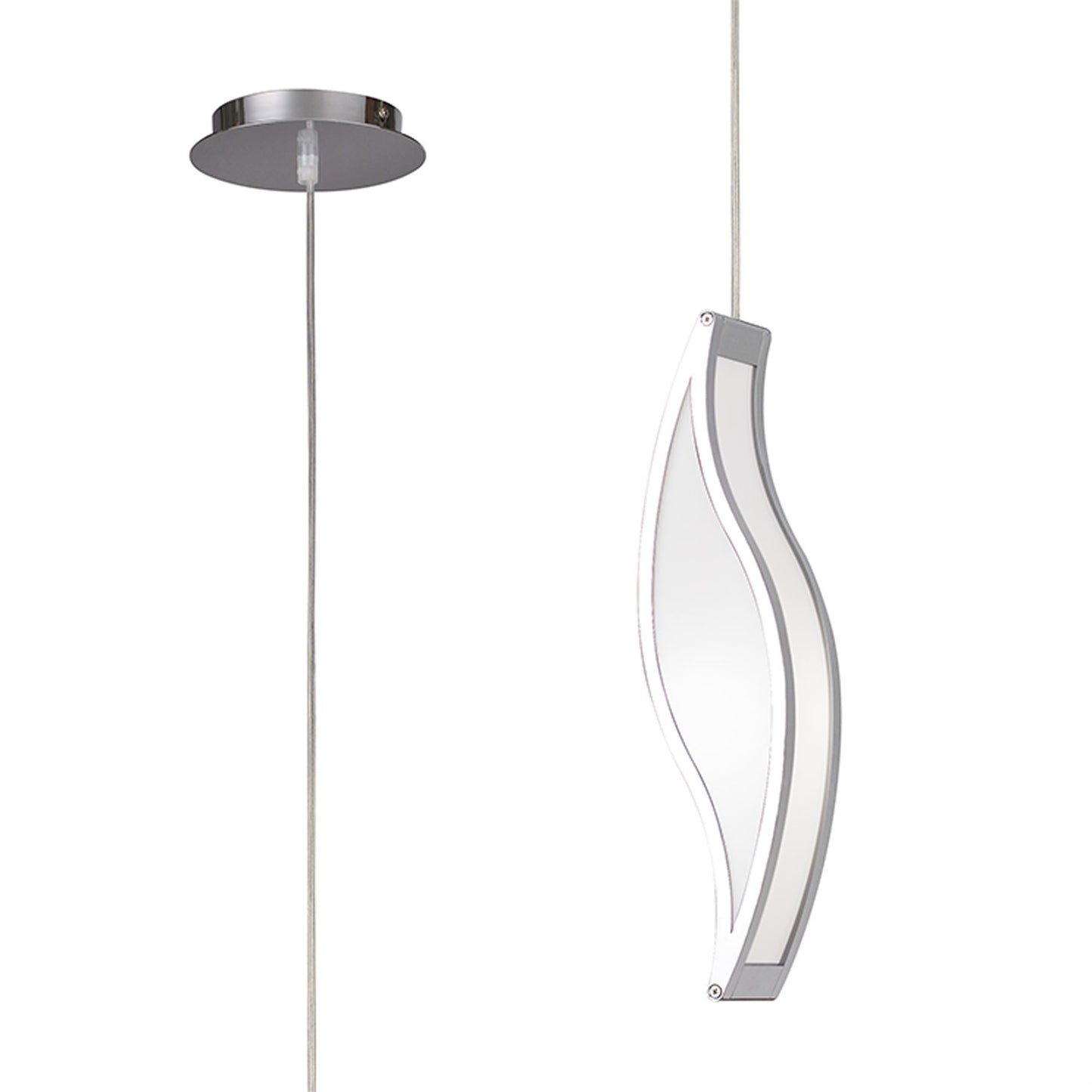 Mantra Sintesys 15cm Pendant E27 1 Light E27, Polished Chrome/White Acrylic, CFL Lamps INCLUDED