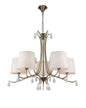 Mantra M6334 Andrea Pendant 81.5cm Round, 5 x E14 (Max 20W), Antique Brass, White Shades, White Crystal Droplets