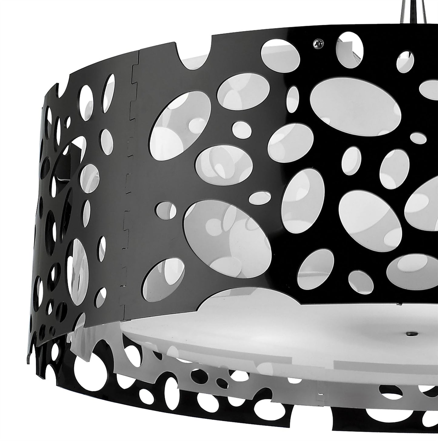 Mantra Lupin 60cm Pendant 4 Light E27, Gloss Black/White Acrylic/Polished Chrome, CFL Lamps INCLUDED