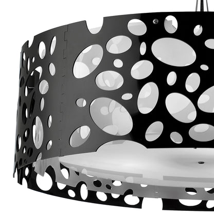 Mantra Lupin 60cm Pendant 4 Light E27, Gloss Black/White Acrylic/Polished Chrome, CFL Lamps INCLUDED
