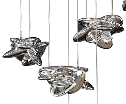 Mantra M5902 Nido Pendant 62cm Round 5 + 4 Lights 30W + 20W LED 3000K, 4000lm, Chrome, 3yrs Warranty