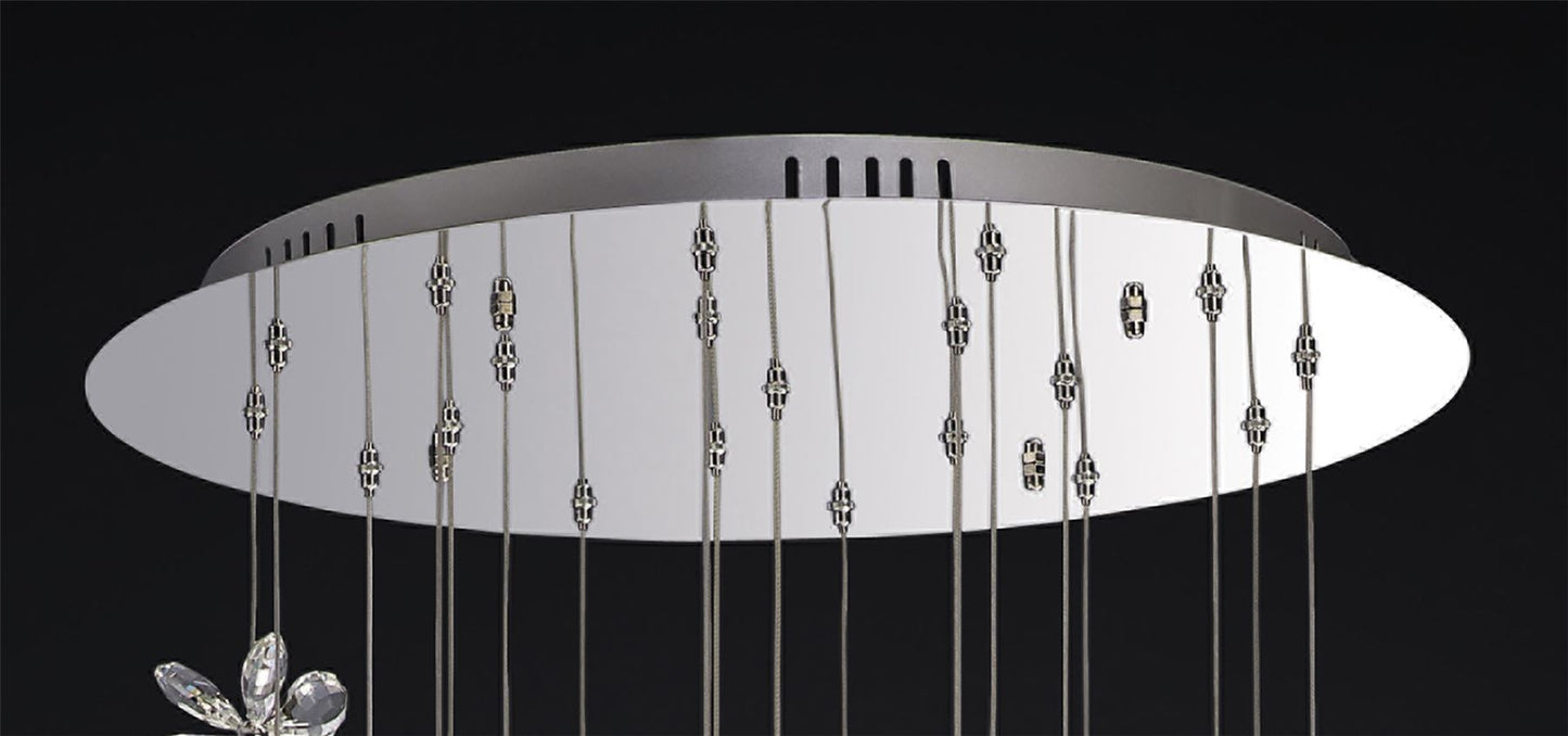 Diyas Aviva 60cm  20 Light 4000K LED Polished Chrome/Crystal Ceiling Pendant Light Fitting