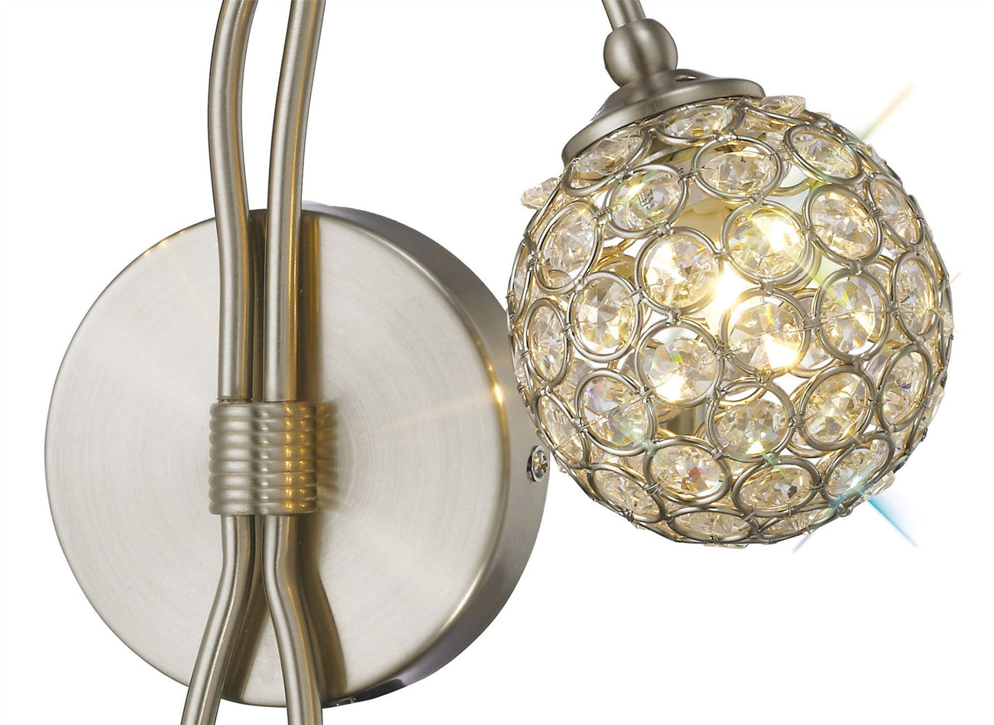Diyas Apollo Wall Light 2 Light G9 Satin Nickel/Crystal