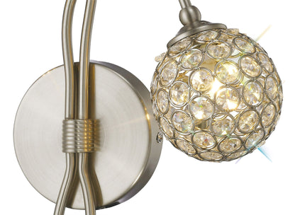 Diyas Apollo Wall Light 2 Light G9 Satin Nickel/Crystal