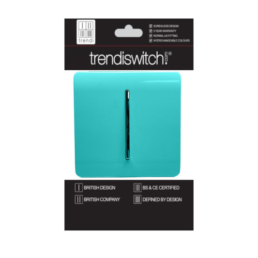 Trendi 1 Gang 2 Way 10 Amp Rocker Chrome Light Switch Glossy Bright Teal