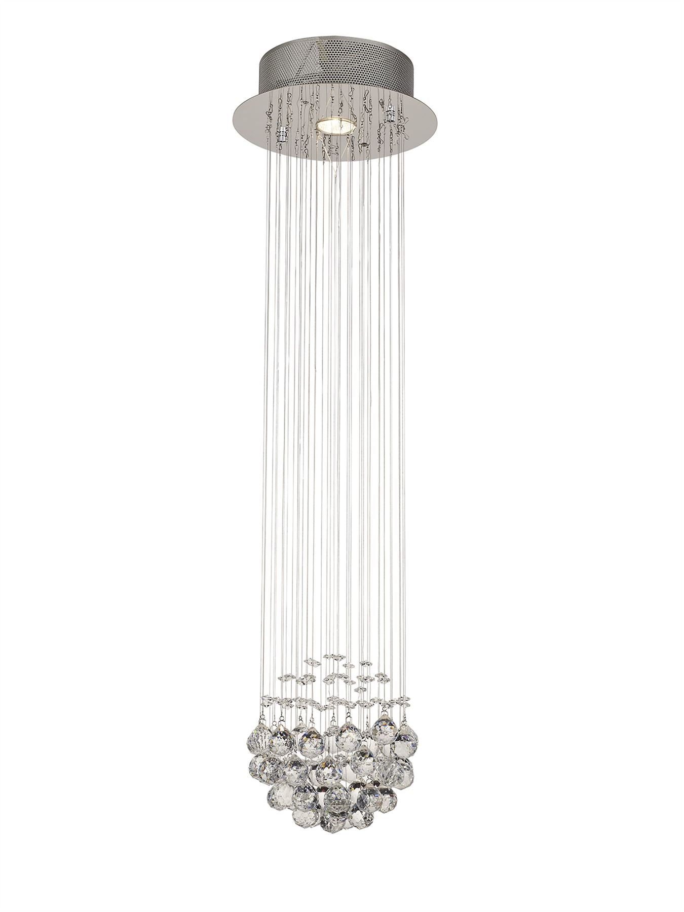 Diyas Colorado 25cm  Cluster 1 Light GU10 Polished Chrome/Crystal Ceiling Pendant Light Fitting