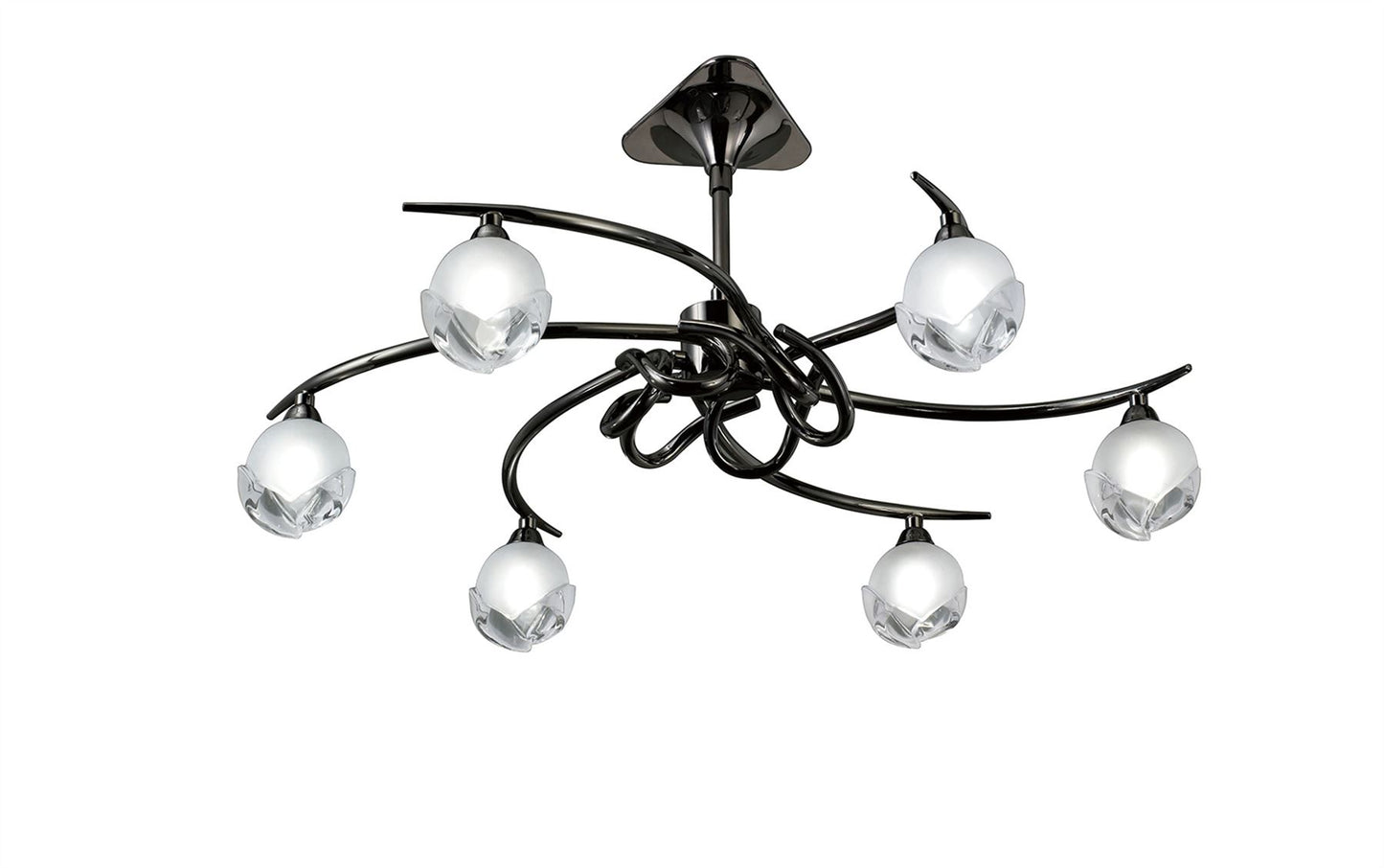 Mantra Fragma 69cm Telescopic Convertible To Semi Flush 6 Light G9, Black Chrome