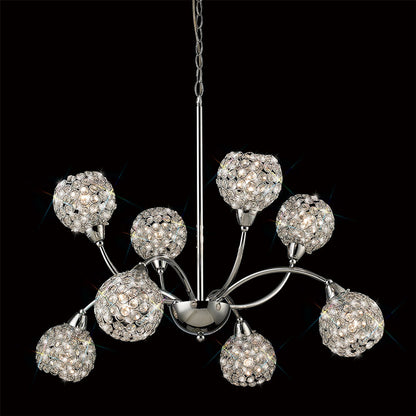 Diyas Escado 77cm  8 Light E14 Polished Chrome/Crystal Ceiling Pendant Light Fitting