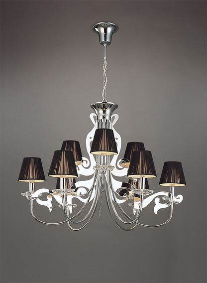 Mantra Acanto 84cm Pendant Round 9 Light E14, Polished Chrome with Black Shades