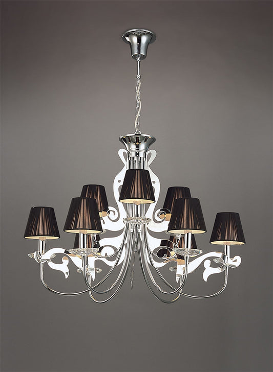 Mantra Acanto 84cm Pendant Round 9 Light E14, Polished Chrome with Black Shades