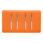Trendi 4 Gang (2 Way & 1x Intermediate) Glossy 10 Amp Rocker Light Switch Orange