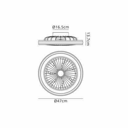 Gamer 47cm 40W LED Dimmable White/RGB Ceiling Light With Built-In 20W DC Reversible Fan, c/w Remote Control, 4200lm, White