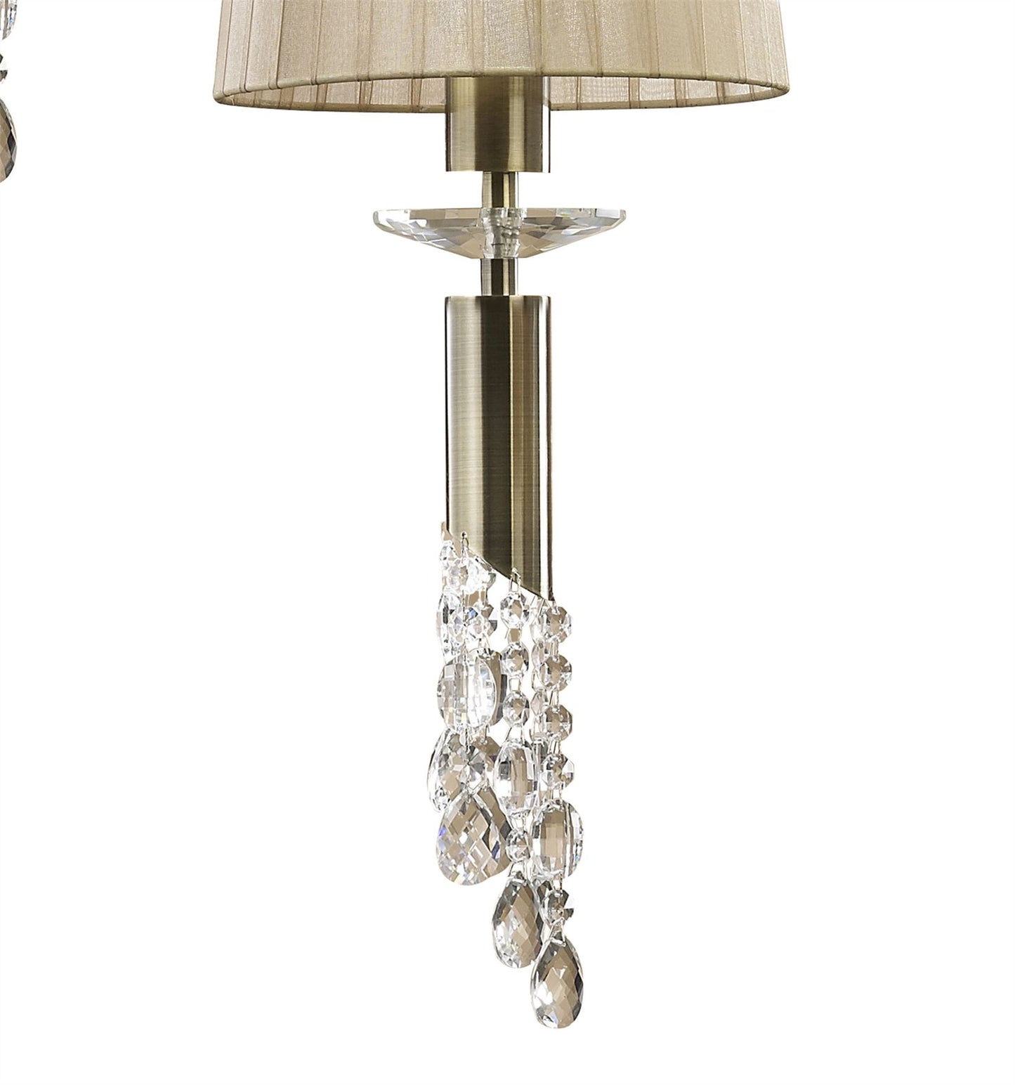 Mantra M3877 Tiffany Pendant 5+5 Light E27+G9 Spiral, Antique Brass with Soft Bronze Shades & Clear Crystal