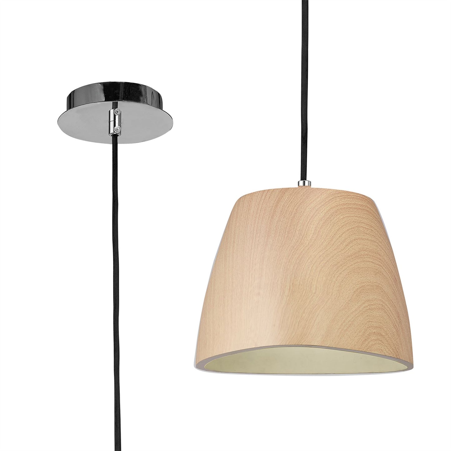 Mantra M4824 Triangle Pendant Small 1 Light E27, Beech/Polished Chrome