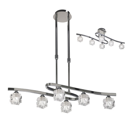 Mantra M1841 Ice Rectangular Telescopic Semi Flush Convertible 6 Light G9 ECO, Polished Chrome