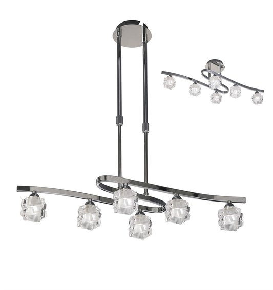 Mantra M1841 Ice Rectangular Telescopic Semi Flush Convertible 6 Light G9 ECO, Polished Chrome