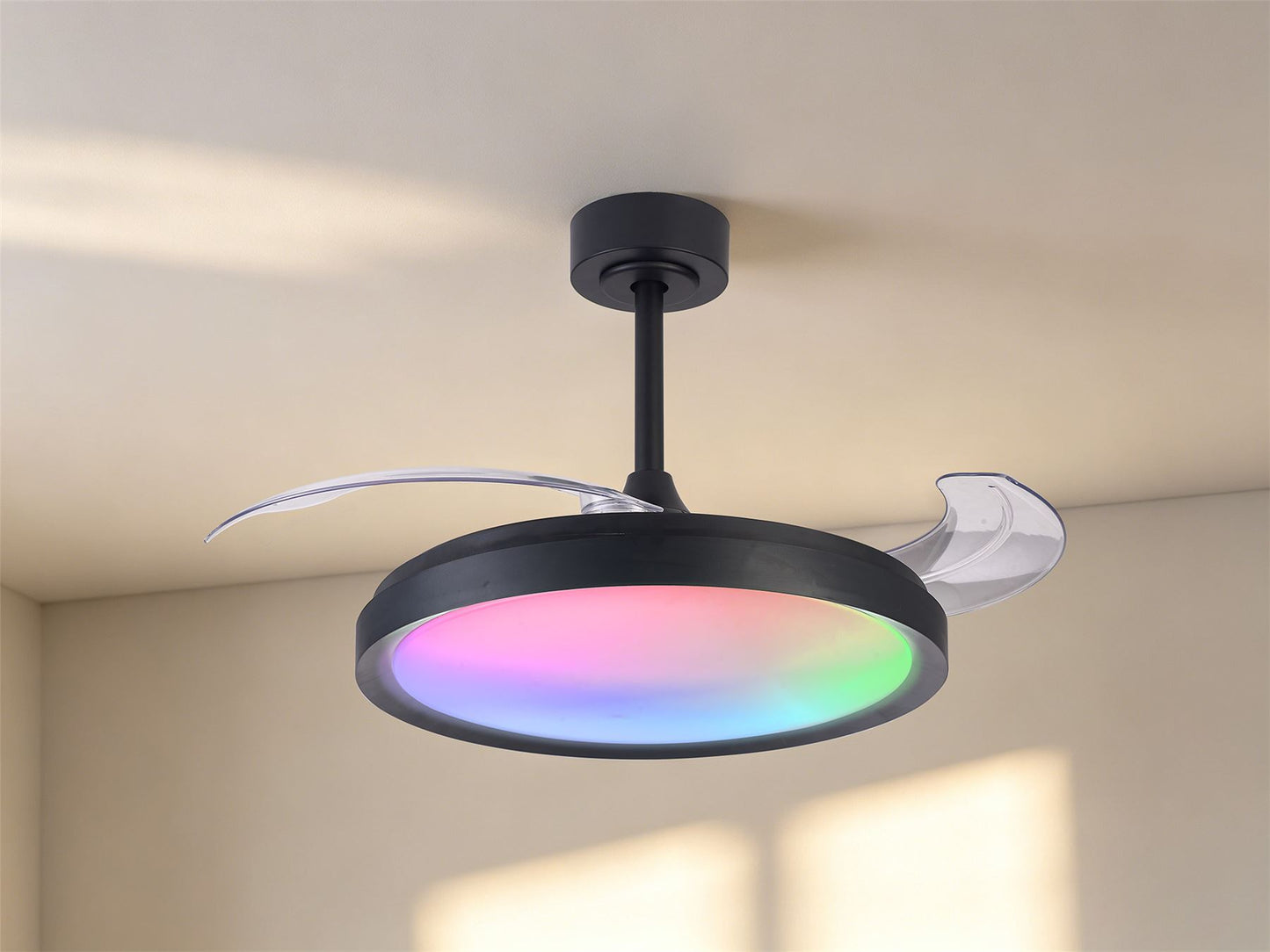 Siberia 50W LED Dimmable White/RGB Ceiling Light With Built-In 30W DC Fan, 3000-6500K Remote Control, 3200lm, Black, 5yrs Warranty