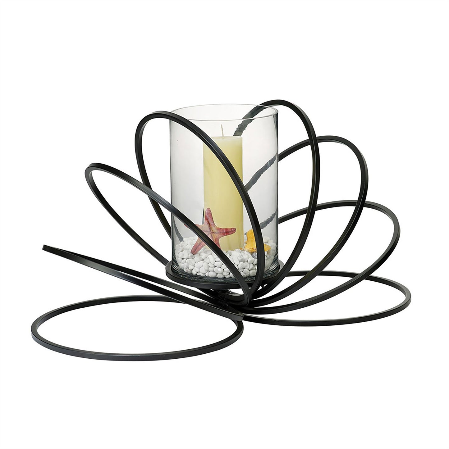Diyas Home (DH) Oreo Candle Holder 8 Ring Large Black/Clear Glass Art