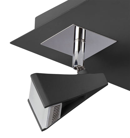 Mantra Fusion Filippo Spot Light 4 Light LED Square 20W 3000K, 1750lm, Matt Black/Polished Chrome, 3yrs Warranty