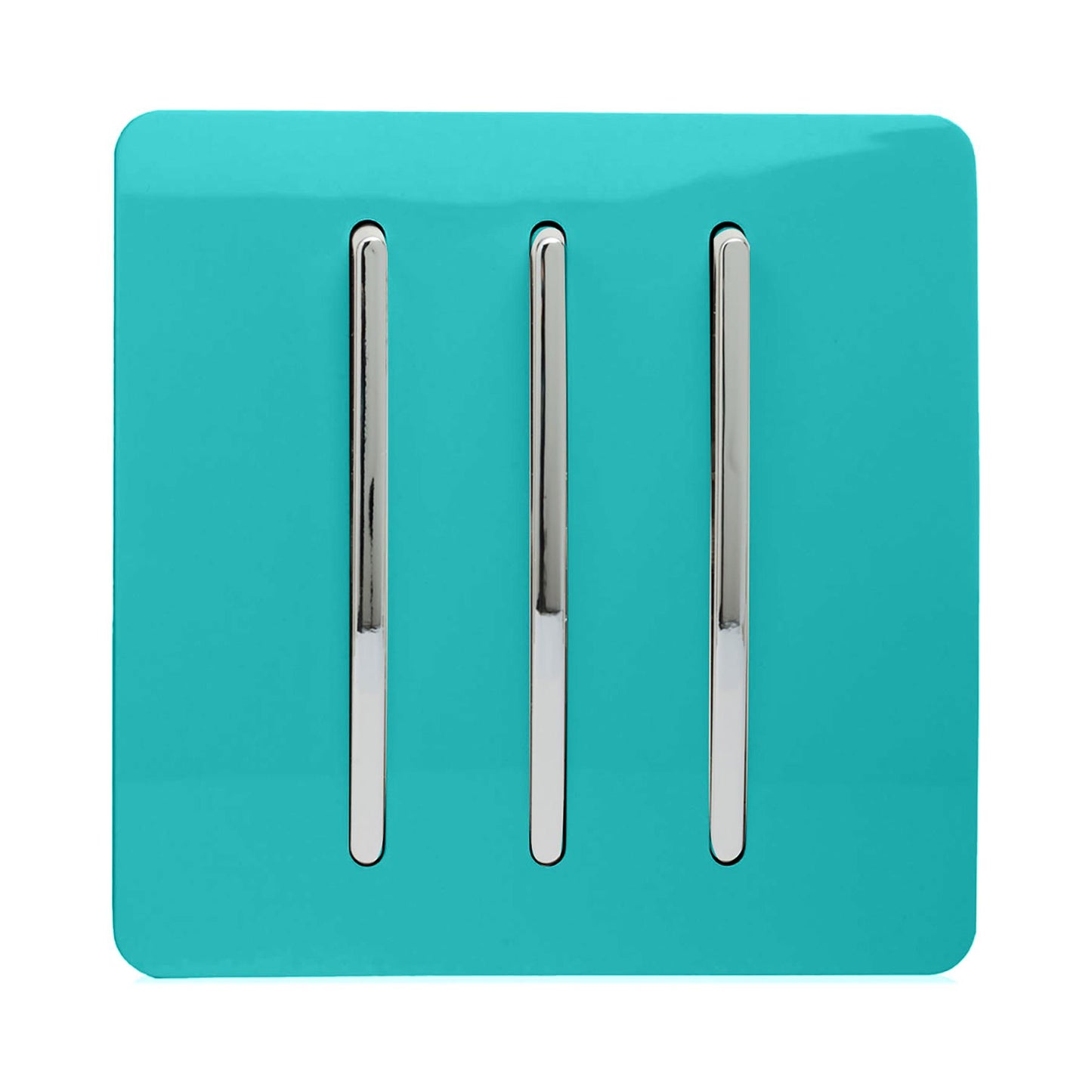 Trendi 3 Gang 2 Way Artistic Modern Glossy 10 Amp Rocker Tactile Light Switch Bright Teal