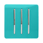 Trendi 3 Gang 2 Way Artistic Modern Glossy 10 Amp Rocker Tactile Light Switch Bright Teal