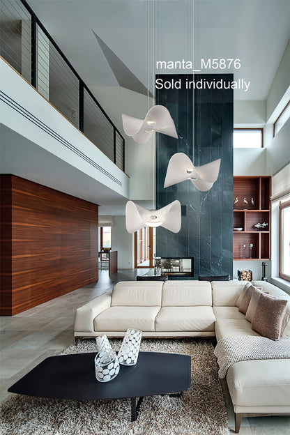Mantra M5876 Manta Pendant 65cm Round 20W LED 3000K, 1600lm, Chrome/White, 3yrs Warranty