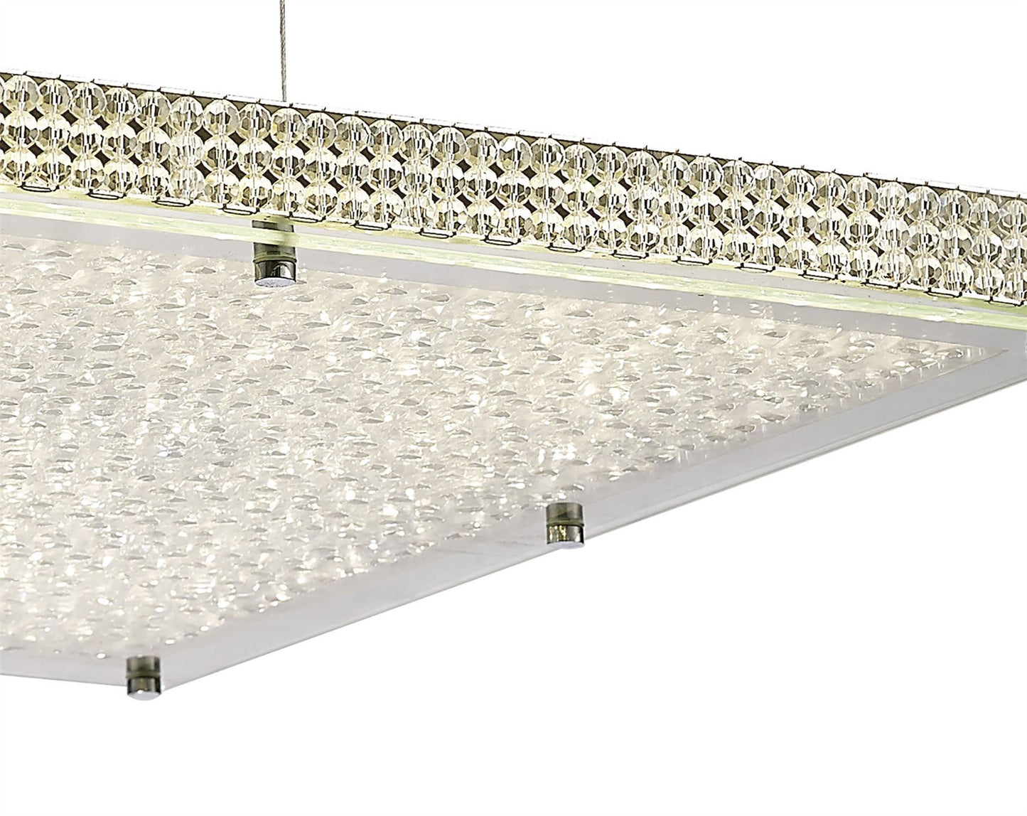 Diyas Amelia Square  44W 3900lm LED 4000K Stainless Steel/Crystal, 3yrs Warranty Ceiling Pendant Light Fitting