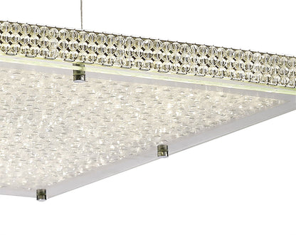 Diyas Amelia Square  44W 3900lm LED 4000K Stainless Steel/Crystal, 3yrs Warranty Ceiling Pendant Light Fitting