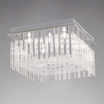 Diyas Capella Square Flush  6 Light G9 Polished Chrome/Glass Ceiling Light Fitting