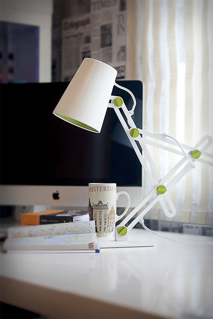 Mantra M3614 Looker Table Lamp 1 Light E27, Matt White/Green