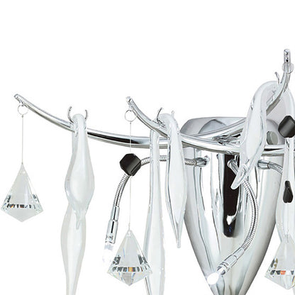 Diyas Cygnet Wall Light 3 Light G4 Polished Chrome/White Glass/Crystal, NOT LED/CFL Compatible