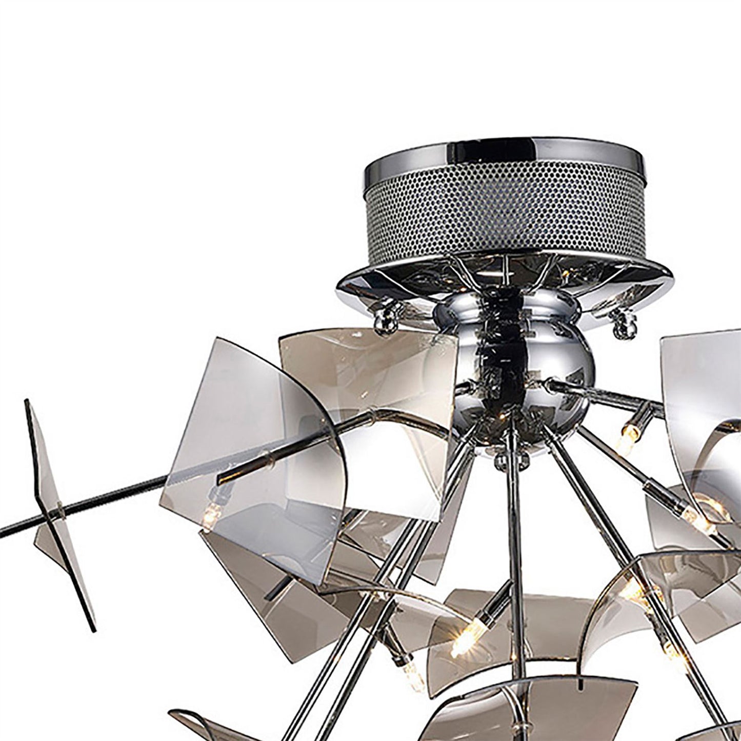 Diyas Meridan 60cm  6 Light G4 Polished Chrome/Smoke Glass, NOT LED/CFL Compatible Ceiling Light Fitting