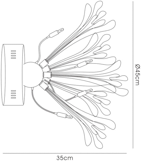 Diyas Love 45cm /Wall Light 6 Light G4 Polished Chrome/White Glass, NOT LED/CFL Compatible Ceiling Light Fitting