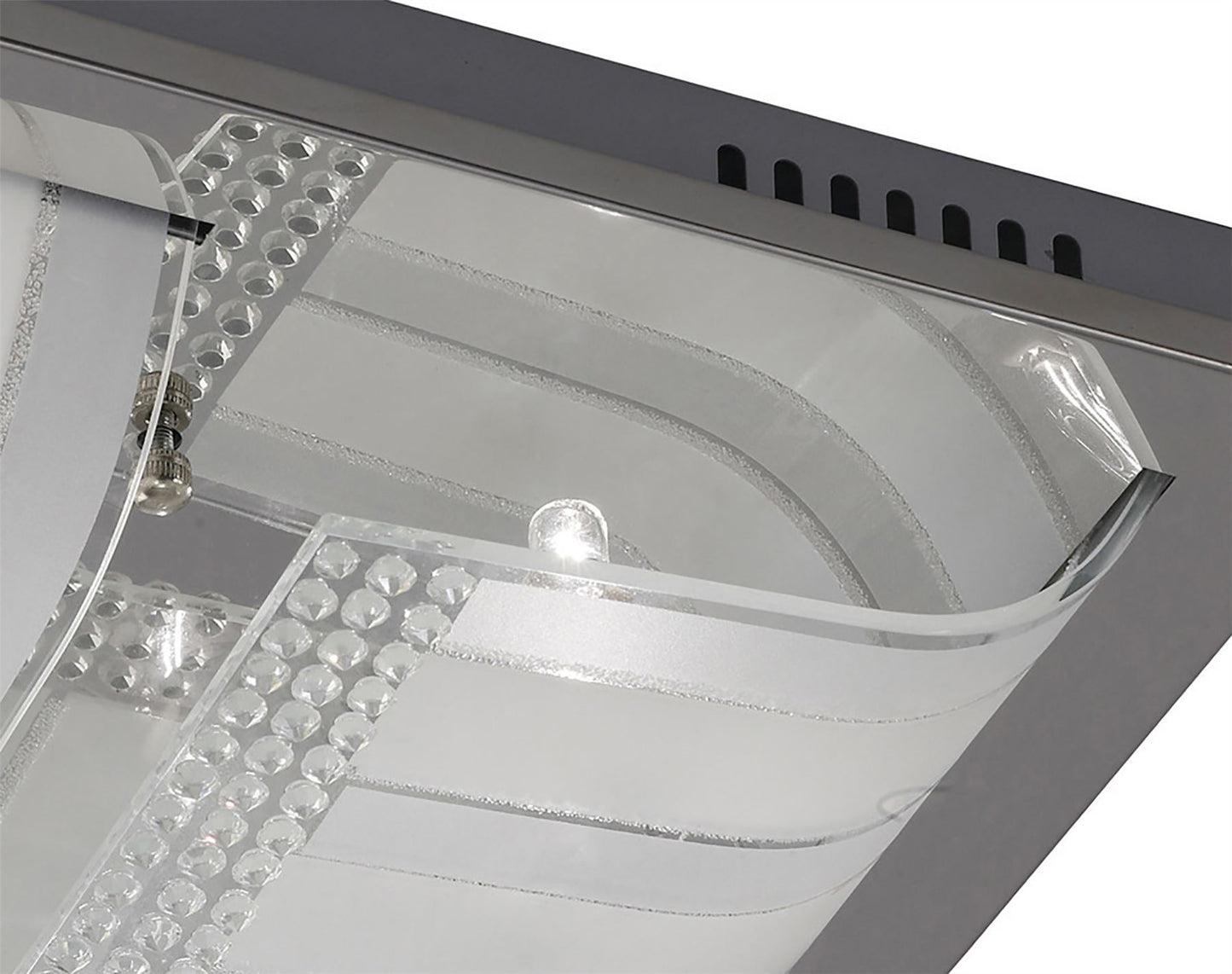 Diyas Charis Square Flush  Large 4 Light G9 Polished Chrome/Glass/Crystal Ceiling Light Fitting