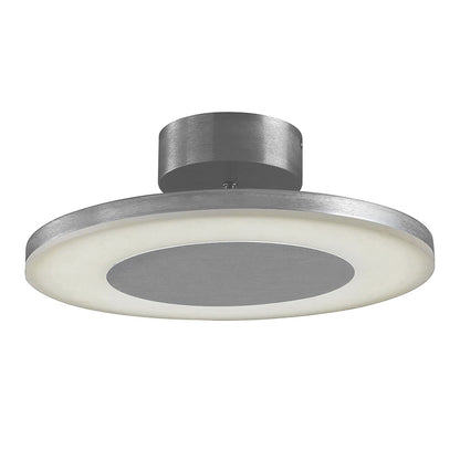 Mantra Hemisferic 36cm Ceiling 1 X 28W LED Round 3000K, 1800lm, Satin Aluminium/Frosted Acrylic, 3yrs Warranty Ceiling