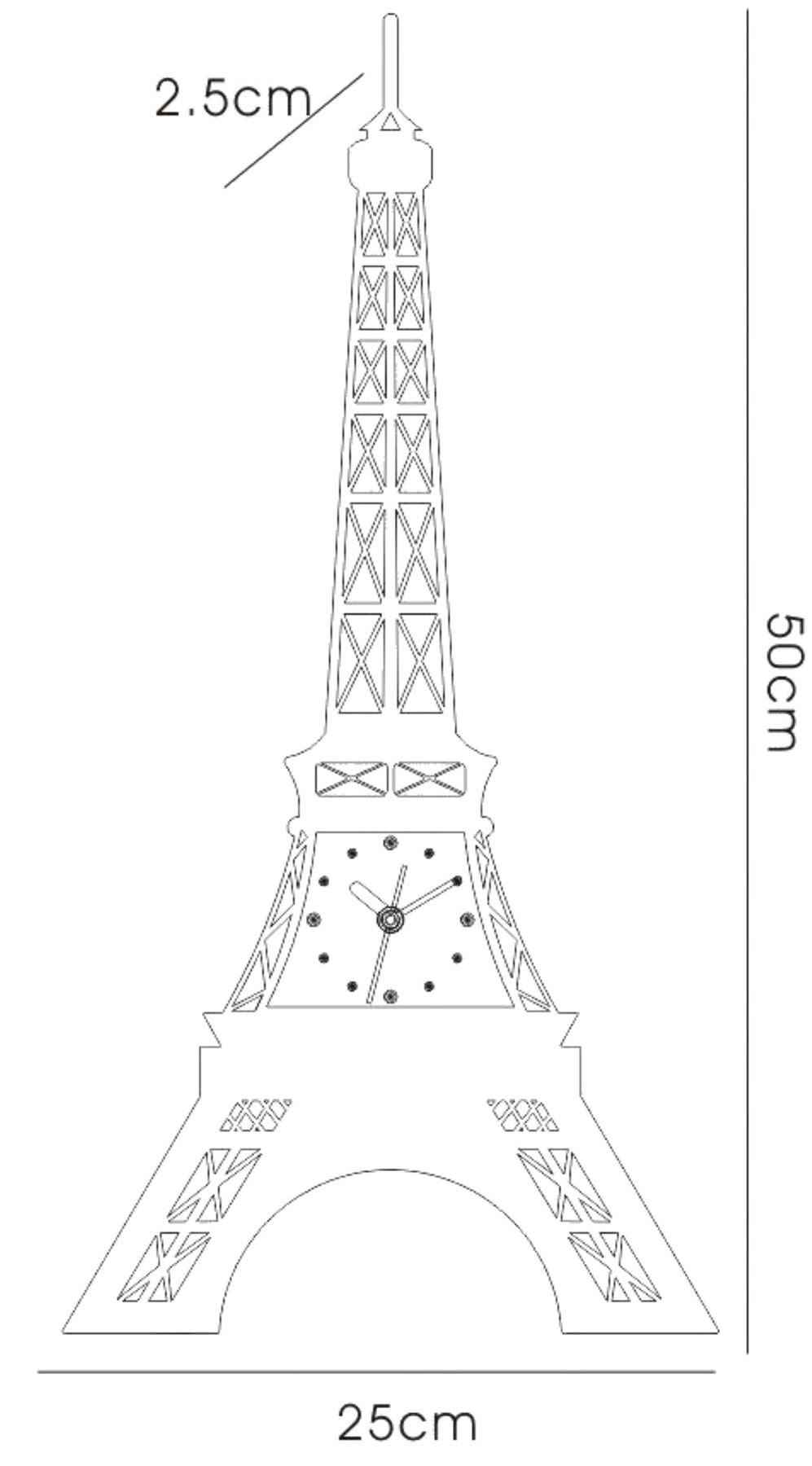 Diyas Home (DH) Infinity Eiffel Tower Clock Black Wall